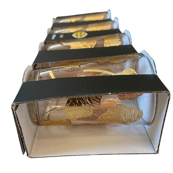 Set of 4 Moroccan Tea Glasses Hand Painted Gold Floral Motif 6oz New - Picture 9 of 16